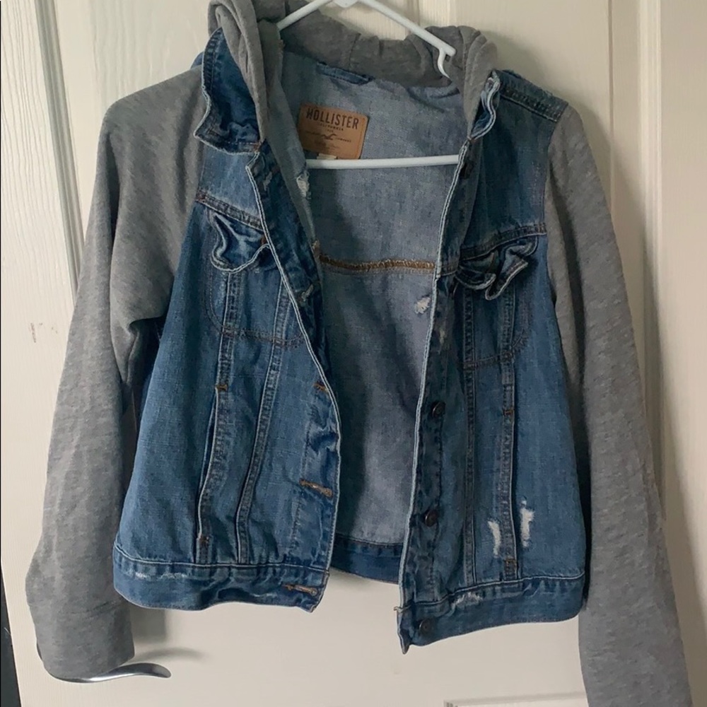 Denim Jacket with Gray Sleeves